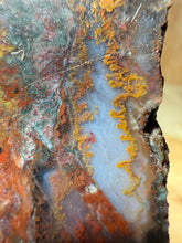 Load image into Gallery viewer, PREMIUM DISPLAY or LAPIDARY SLAB • Moroccan “Dream Landscape Jagate” (Purple, Teal, Red, Green, Red, Yellow & Orange Moss Plume Agate + Jasper) Stone • Double Sided • High Atlas Mountains • Unpolished