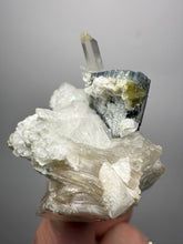Load image into Gallery viewer, Self-healed Blue and Green Cap Stak Nala Tourmaline w Double Terminated Quartz on Cleavelandite Matrix – Haramosh Mountains, Pakistan