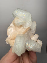 Load image into Gallery viewer, High-Grade Light Green Apophyllite on Pink Stilbite Zeolite | Indian Collector Mineral Specimen