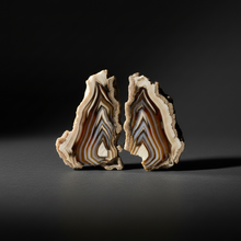 Load image into Gallery viewer, High-Grade Indonesian Sumatra Agate Pair – Vibrant Banded Chalcedony with Rich Color Zoning | Ethical Lapidary & Collector Display Specimens