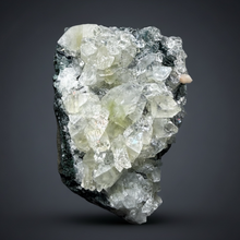 Load image into Gallery viewer, High-Grade Green Apophyllite with Pink Stilbite on Black Chalcedony – Deccan Traps, India