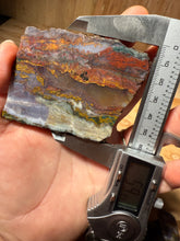 Load image into Gallery viewer, PREMIUM DISPLAY or LAPIDARY SLAB • Moroccan “Dream Landscape Jagate” (Purple, Teal, Red, Green, Red, Yellow & Orange Moss Plume Agate + Jasper) Stone • Double Sided • High Atlas Mountains • Unpolished