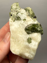 Load image into Gallery viewer, Electric Green Diopside on Quartz – Collector Mineral Specimen (Gilgit-Baltistan) Pakistan