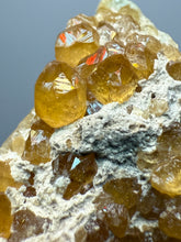 Load image into Gallery viewer, Hessonite Garnet Cluster on Matrix – Natural Collector Specimen from Pakistan | High-Grade Orange-Red Garnet Crystals