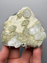 Load image into Gallery viewer, High-Grade Gemmy Green Apophyllite on White Stilbite | Deccan Traps, Maharashtra, India