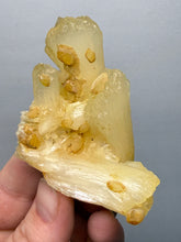 Load image into Gallery viewer, High-Grade Golden Calcite on Golden Stilbite — Maharashtra, India (Collector Cabinet Specimen)