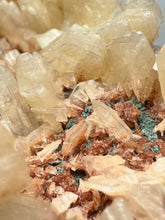 Load image into Gallery viewer, Shiny Peach Stilbite on Druzy Red Heulandite – High-Grade Collector Mineral Specimen from India