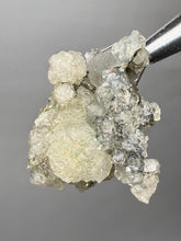 Load image into Gallery viewer, Druzy Apophyllite over Golden Calcite & Black Chalcedony Stalactites | Deccan Traps, Maharashtra, India