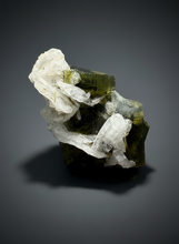 Load image into Gallery viewer, Blue Cap Dark Green Stak Nala Tourmaline and Cleavelandite – Haramosh Mountains, Pakistan | Thumbnail Specimen