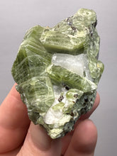 Load image into Gallery viewer, Electric Green Diopside on Quartz – Collector Mineral Specimen (Gilgit-Baltistan) Pakistan