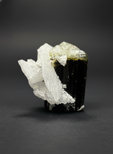 Load image into Gallery viewer, Dark Green Cap Stak Nala Tourmaline with Cleavelandite Flower – Haramosh Mountains, Pakistan | Thumbnail Specimen