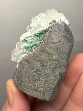 Load image into Gallery viewer, Light Mint Green “Disco Ball” Radial Apophyllite on Pink & Green Heulandite — Deccan Traps, India
