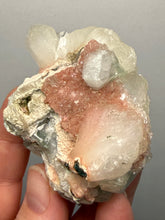 Load image into Gallery viewer, High-Grade Gemmy Green Apophyllite on White Stilbite | Deccan Traps, Maharashtra, India