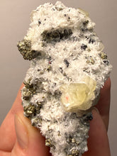 Load image into Gallery viewer, 2.7” New Find: Huanzala Mine Peru Sphalerite + Chalcopyrite + Apatite + Calcite + Quartz | Collector Display Specimen