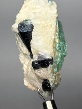 Load image into Gallery viewer, Blue Indicolite & Mint Green Tourmaline on Matrix – Pegmatite Mineral Specimen from Pakistan
