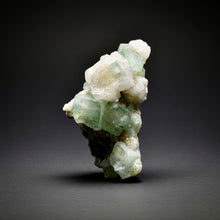 Load image into Gallery viewer, High-Grade Gemmy Green Apophyllite on White Stilbite | Deccan Traps, Maharashtra, India