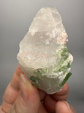 Load image into Gallery viewer, Vibrant Green Tourmaline on Quartz Crystal | Pegmatite Mineral Specimen from Pakistan