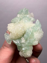 Load image into Gallery viewer, Luminous Mint Apophyllite with Glittering Druzy Sugar Quartz – India