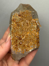 Load image into Gallery viewer, Spessartine Garnet on Smoky Quartz | Wushan Spessartine Mine, Tongbei, Yunxiao Co., Zhangzhou, Fujian, China