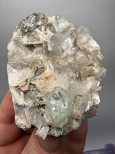 Load image into Gallery viewer, High-Grade Gemmy Green Apophyllite on White Stilbite & Apophyllite | Deccan Traps, Maharashtra, India