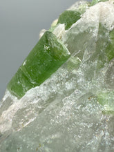 Load image into Gallery viewer, Vibrant Green Tourmaline on Quartz Crystal | Pegmatite Mineral Specimen from Pakistan