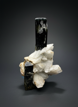 Load image into Gallery viewer, Blue Cap Dark Green Stak Nala Tourmaline on Cleavelandite Matrix – Haramosh Mountains, Pakistan