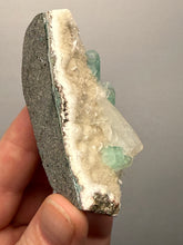 Load image into Gallery viewer, High-Grade Gemmy Green Apophyllite on White Stilbite | Deccan Traps, Maharashtra, India
