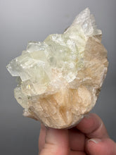 Load image into Gallery viewer, High-Grade Light Green Apophyllite on Pink Stilbite Zeolite | Indian Collector Mineral Specimen