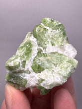 Load image into Gallery viewer, Electric Green Diopside on Quartz – Collector Mineral Specimen (Gilgit-Baltistan) Pakistan