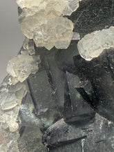 Load image into Gallery viewer, Premium Cubic Green–Purple Phantom Fluorite with Flower Calcite on Matrix
Xianghualing Mine, Hunan Province, China