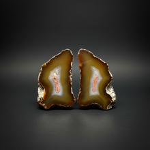 Load image into Gallery viewer, High-Grade Indonesian Sumatra Agate Pair – Vibrant Banded Chalcedony with Rich Color Zoning | Ethical Lapidary & Collector Display Specimens