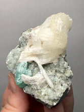 Load image into Gallery viewer, High-Grade Gemmy Green Apophyllite on White Stilbite & Apophyllite | Deccan Traps, Maharashtra, India