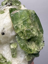 Load image into Gallery viewer, Electric Green Diopside on Quartz – Collector Mineral Specimen (Gilgit-Baltistan) Pakistan