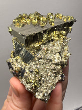 Load image into Gallery viewer, 4” New Find: Huanzala Mine Peru Sphalerite + Chalcopyrite + Apatite + Calcite + Quartz | Collector Display Specimen