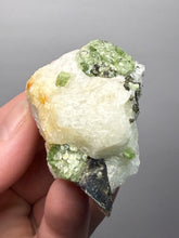 Load image into Gallery viewer, Electric Green Diopside on Quartz – Collector Mineral Specimen (Gilgit-Baltistan) Pakistan