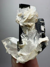 Load image into Gallery viewer, Dark Green Cap Stak Nala Tourmaline and Quartz with Flower Cleavelandite Matrix – Haramosh Mountains, Pakistan