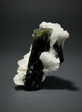 Load image into Gallery viewer, Blue Cap Dark Green Stak Nala Tourmaline on Cleavelandite Matrix – Haramosh Mountains, Pakistan