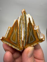 Load image into Gallery viewer, RARE POLYHEDROID Indonesian Sumatra Agate Pair – Vibrant Banded Chalcedony with Rich Color Zoning & Red Druzy Botryoidal Quartz| Ethical Lapidary & Collector Display Specimens