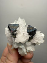 Load image into Gallery viewer, Blue Cap on Dark Green Stak Nala Tourmaline on Cleavelandite on Matrix – Haramosh Mountains, Pakistan