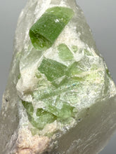 Load image into Gallery viewer, Vibrant Green Tourmaline on Quartz Crystal | Pegmatite Mineral Specimen from Pakistan