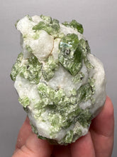 Load image into Gallery viewer, Electric Green Diopside on Quartz – Collector Mineral Specimen (Gilgit-Baltistan) Pakistan
