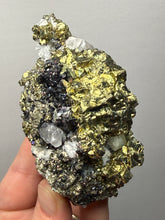 Load image into Gallery viewer, 3.8” New Find: Huanzala Mine Peru Sphalerite + Chalcopyrite + Apatite + Calcite + Quartz | Collector Display Specimen