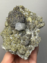 Load image into Gallery viewer, 4.8” New Find: Huanzala Mine Peru Sphalerite + Chalcopyrite + Apatite + Calcite + Quartz | Collector Display Specimen