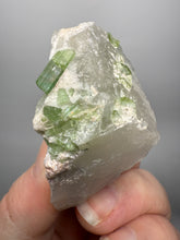 Load image into Gallery viewer, Vibrant Green Tourmaline on Quartz Crystal | Pegmatite Mineral Specimen from Pakistan