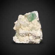 Load image into Gallery viewer, High-Grade Gemmy Green Apophyllite on White Stilbite | Deccan Traps, Maharashtra, India