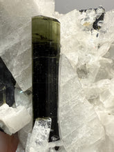 Load image into Gallery viewer, Dark Green Cap Stak Nala Tourmaline & Pink Morganite on Cleavelandite on Quartz Matrix – Haramosh Mountains, Pakistan