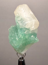 Load image into Gallery viewer, High-Grade Gemmy Green Apophyllite on White Stilbite | Deccan Traps, Maharashtra, India