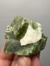 Load image into Gallery viewer, Electric Green Diopside on Quartz – Collector Mineral Specimen (Gilgit-Baltistan) Pakistan