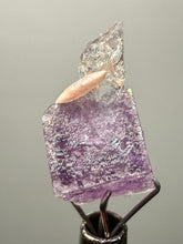 Load image into Gallery viewer, Rhodochrosite + Quartz on Purple Isometric Fluorite (Thumbnail Specimen) | Wutong Mine, China