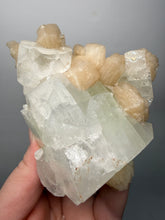 Load image into Gallery viewer, High-Grade Light Green Apophyllite on Pink Stilbite Zeolite | Indian Collector Mineral Specimen